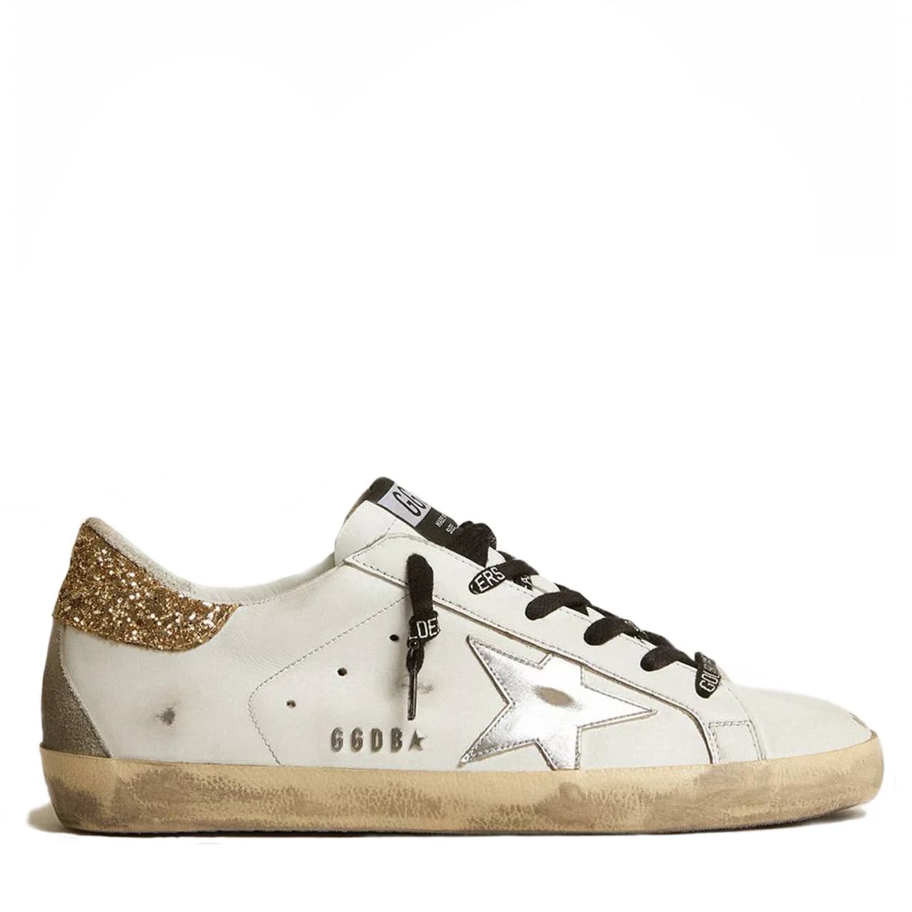 Super-Star Donna Bianche in Pelle Con Talloncino Glitter