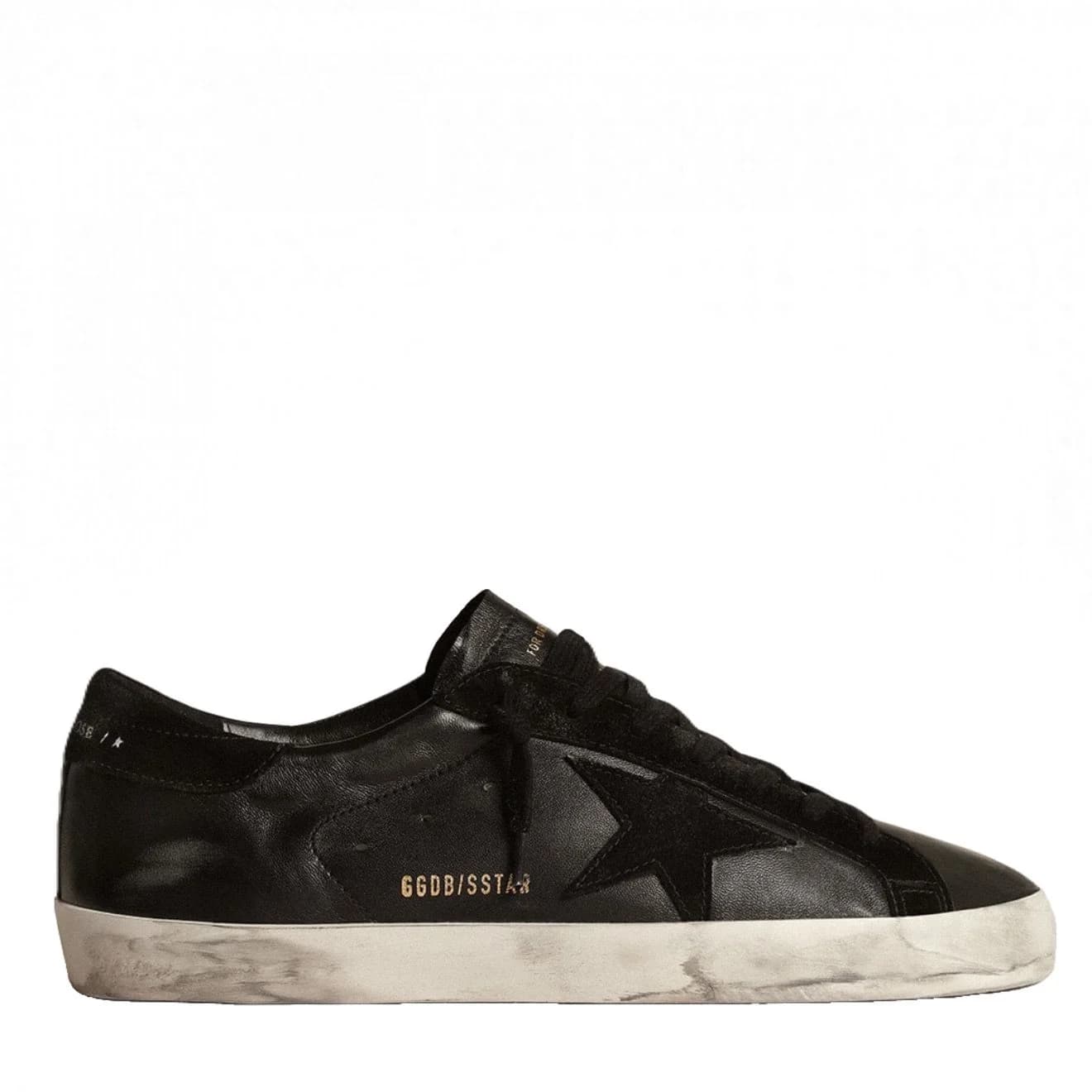 Super-Star Men's in Black Nappa With Black Suede Star and Heel Tab