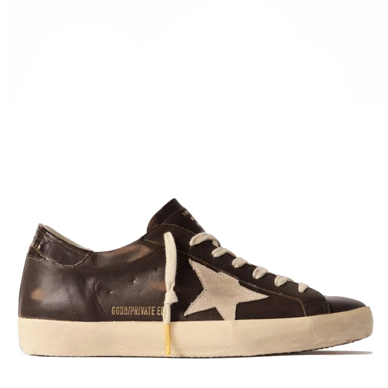 Super-Star Distressed Suede Trimmed Leather Brown