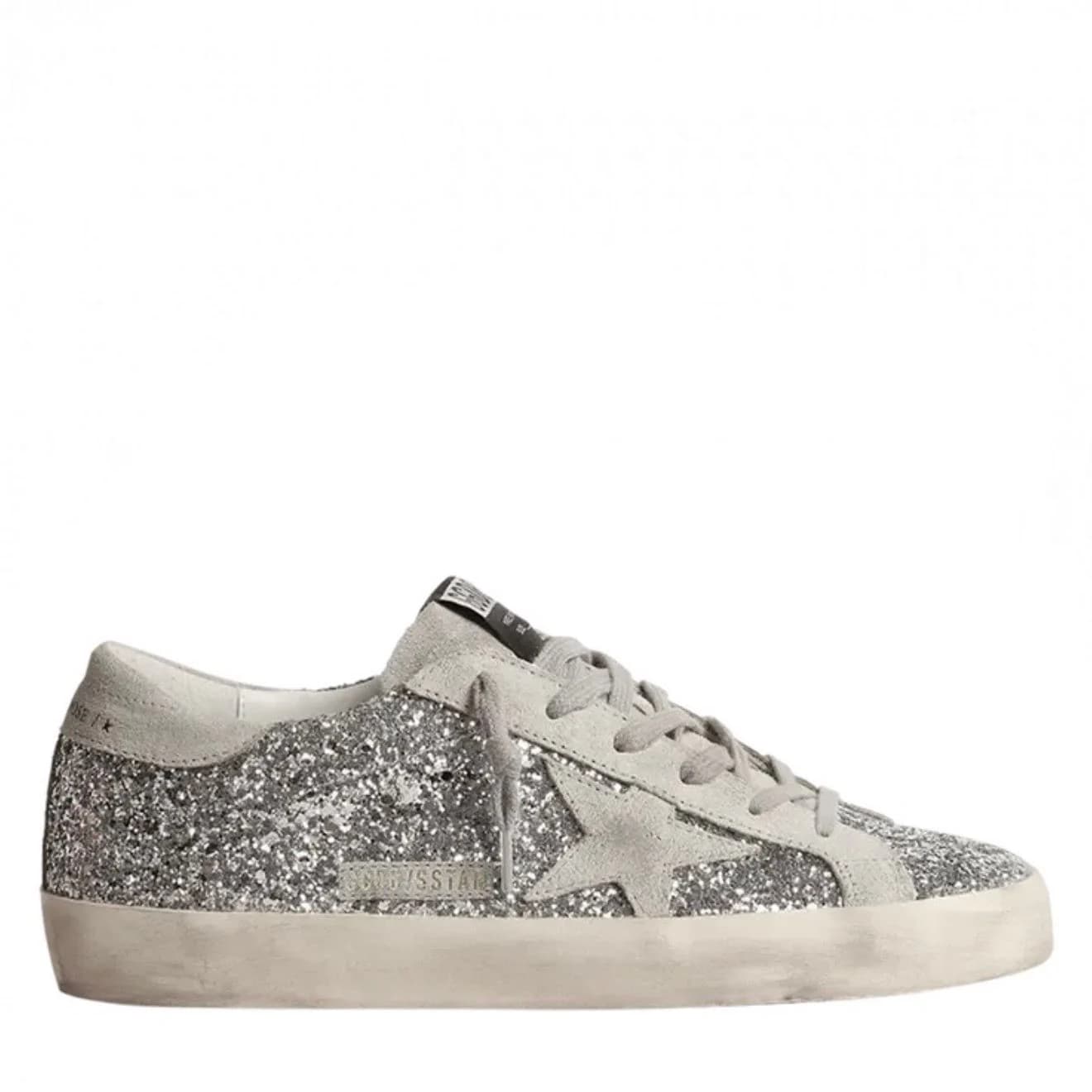 Super-Star in Silver Glitter With Ice-Gray Suede Star