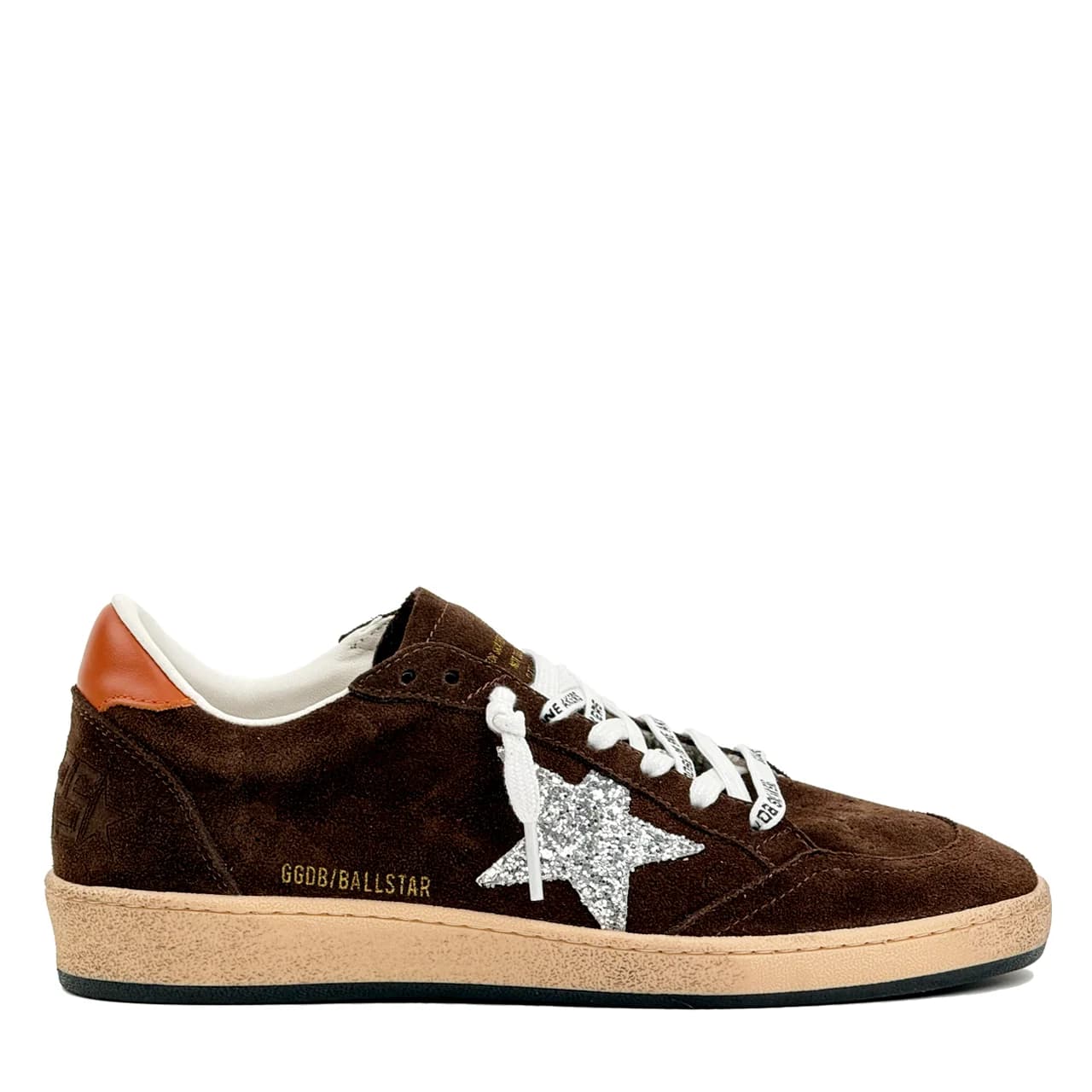 Ball-Star Brown Suede With Silver Glitter Star